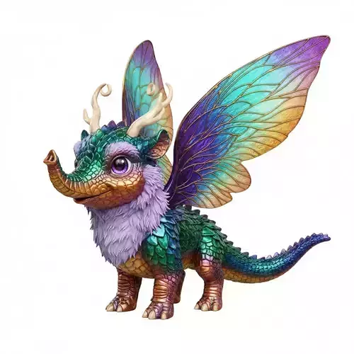 Fire Dragon Elephant Bat Wing Fantasy Monster
