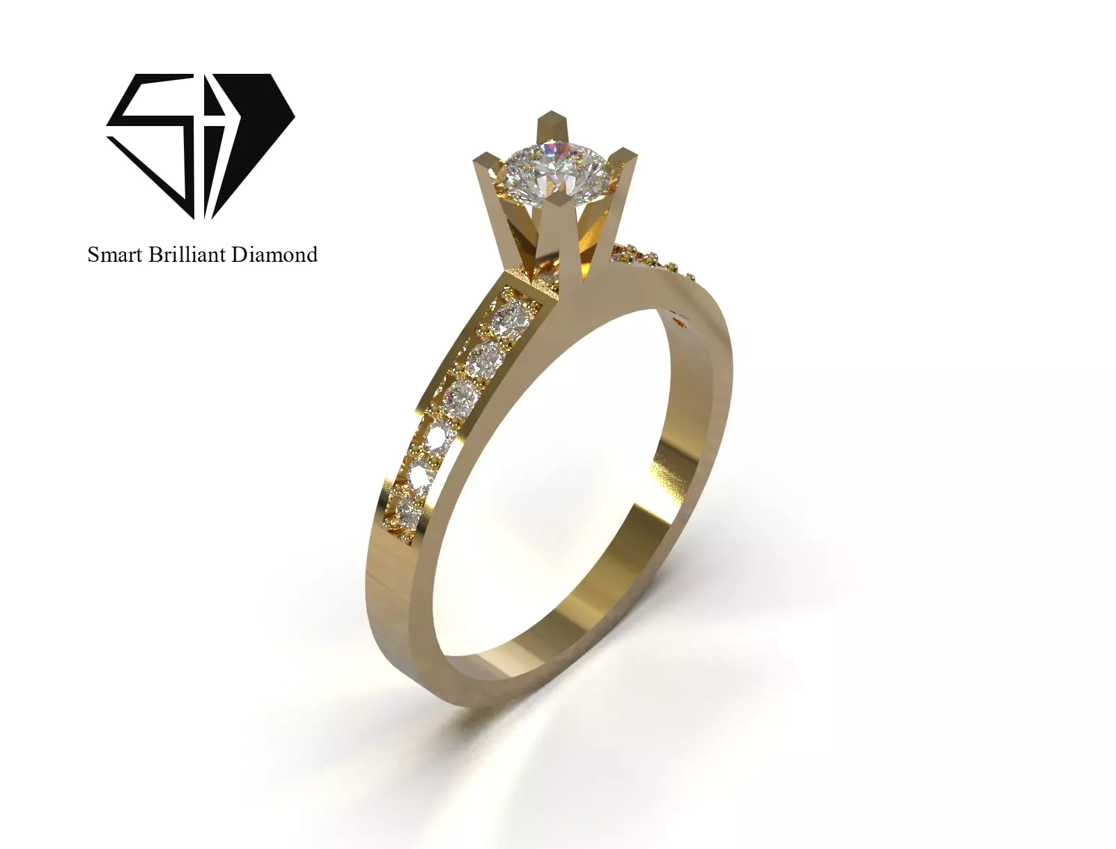 Elegant Diamond Engagement Ring 3D Printable CAD sr0139 3D print model