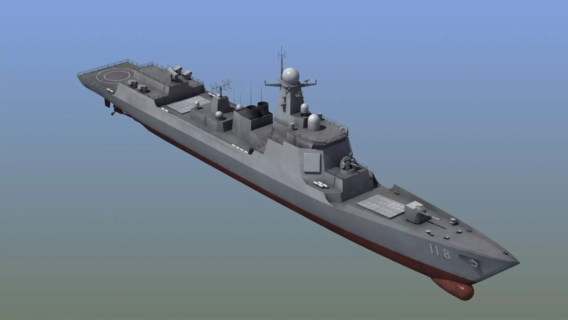 Chinese DDG 052D Destroyer Warship 3D model