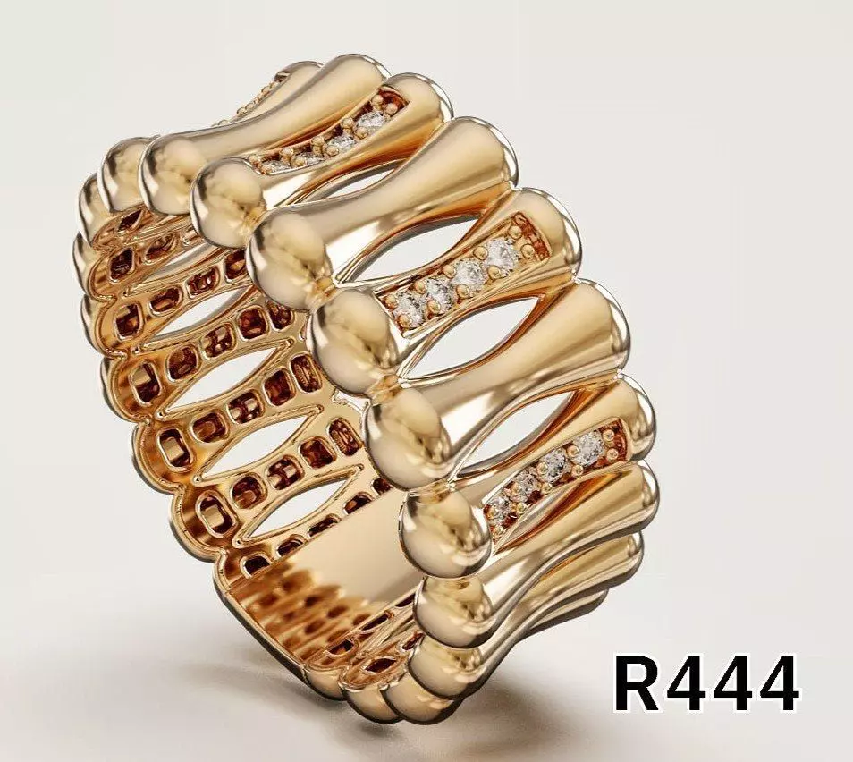 Rhythmic Volume gold Ring 3D print model