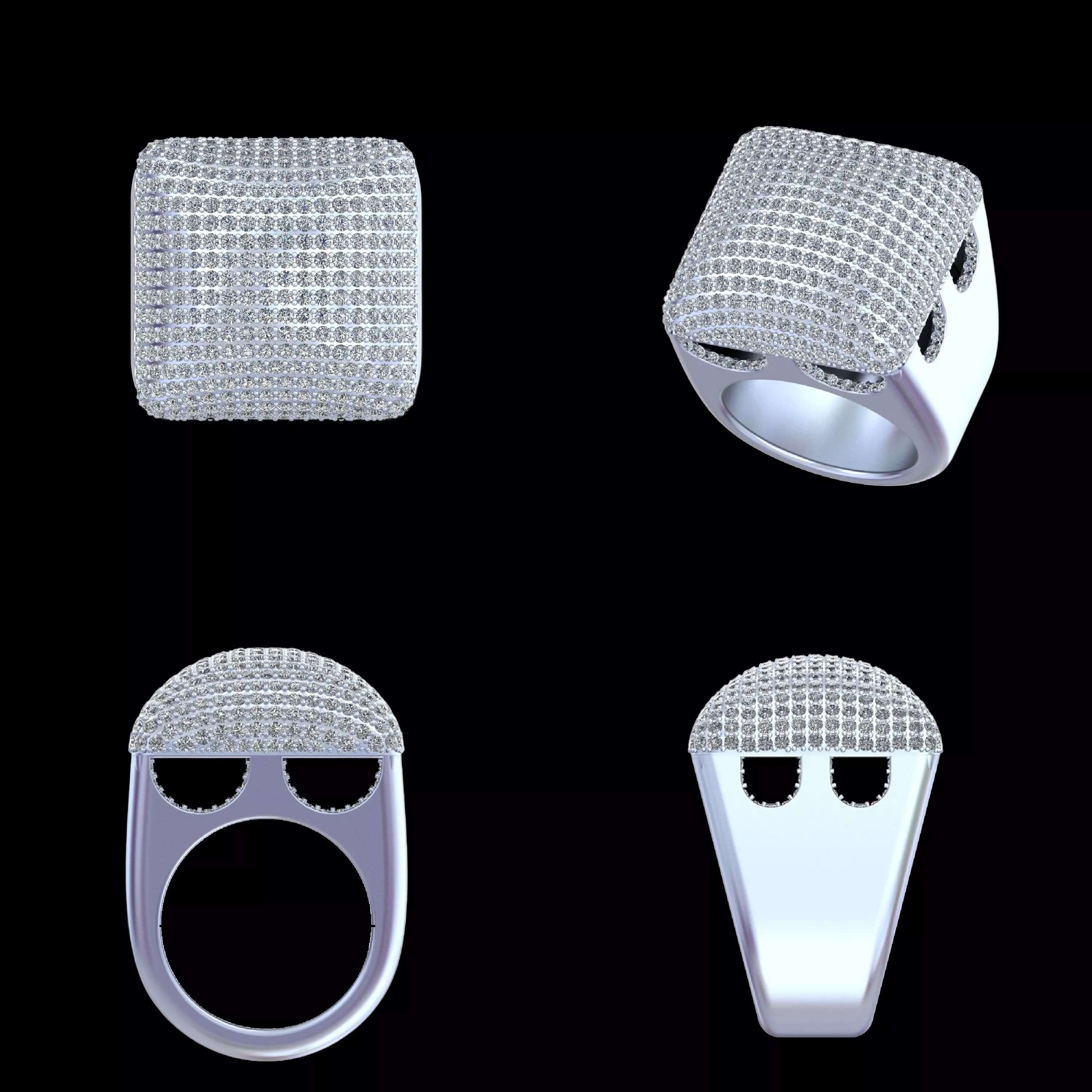 Luxury Dome Pave Signet Ring 3D Model Jewelry Pro 3D print model