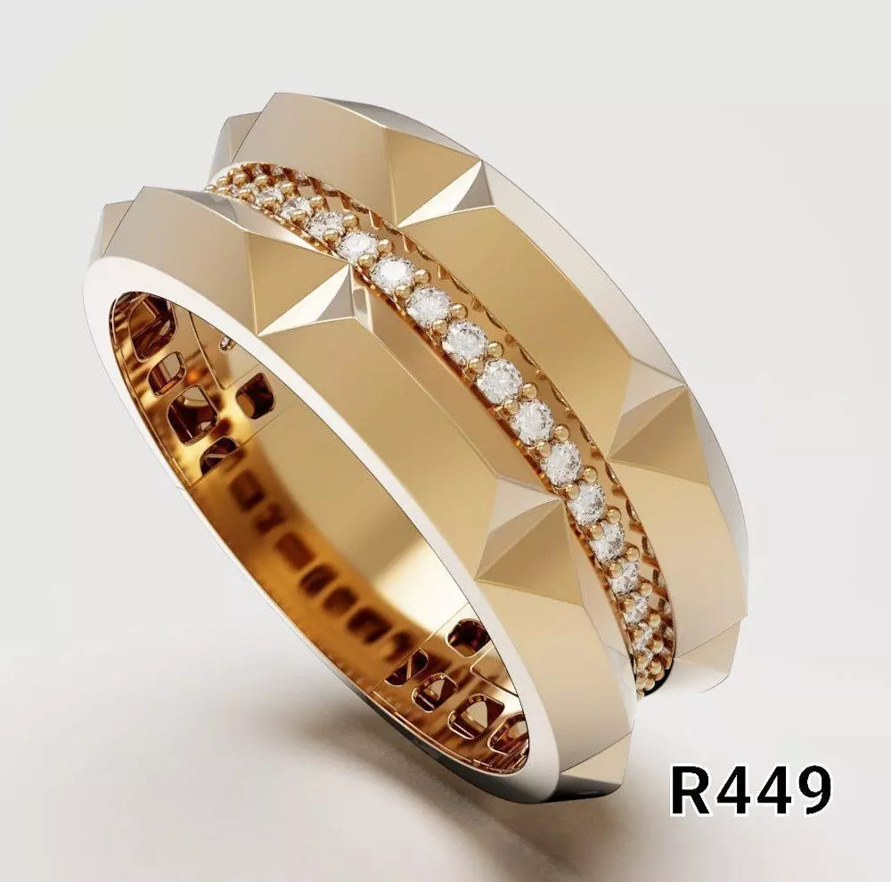 Facet Crown Gold Ring 3D print model