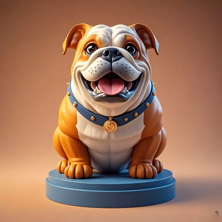 3448 Laughing Bulldog 3D Printed Full Figure Statue STL 3D print model