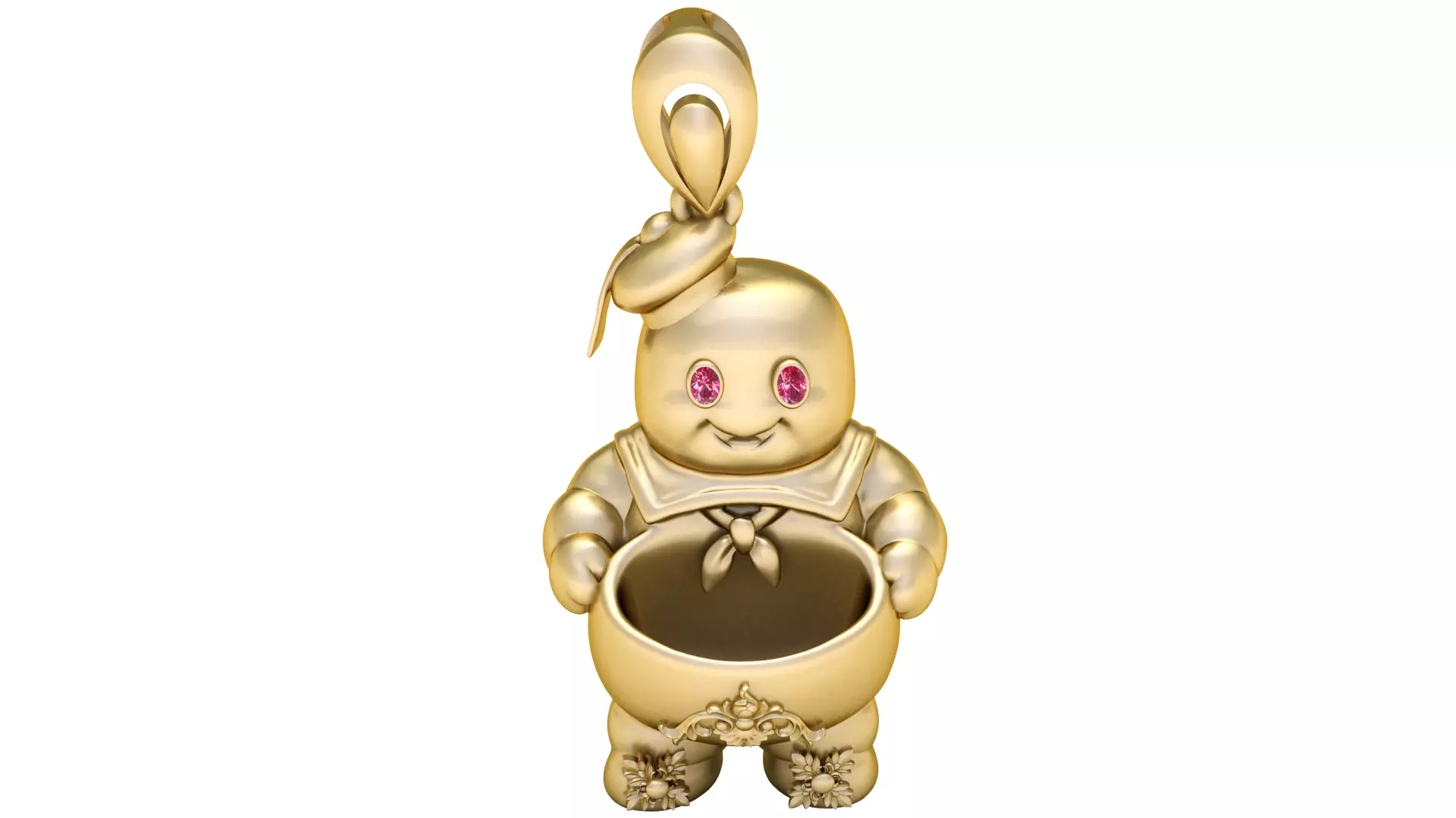 Title 3D Gold Pendant - Playful Character with Ruby Eyes 3D print model