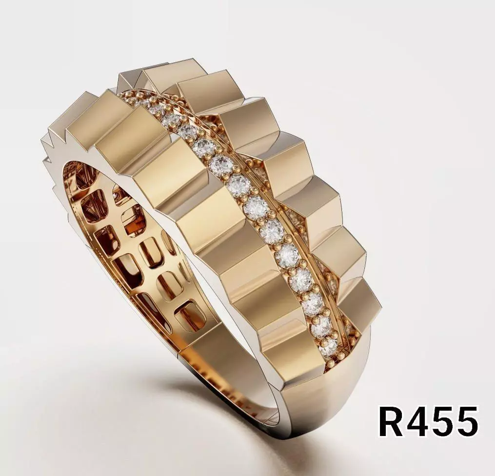 Stepped Channel gold ring 3D print model