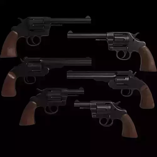 Revolver Pistols Collection Low-poly 3D model