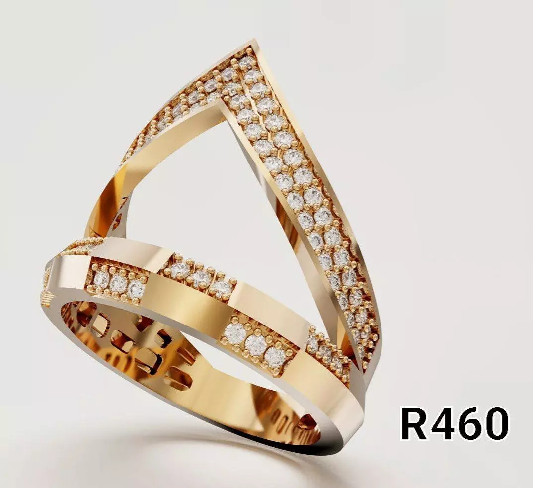 Intersected gold ring 3D print model