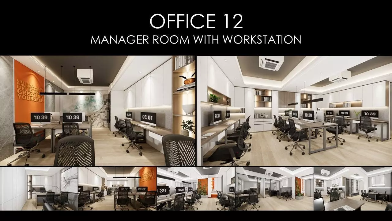 OFFICE 12 INTERIOR DESIGN Low-poly 3D model