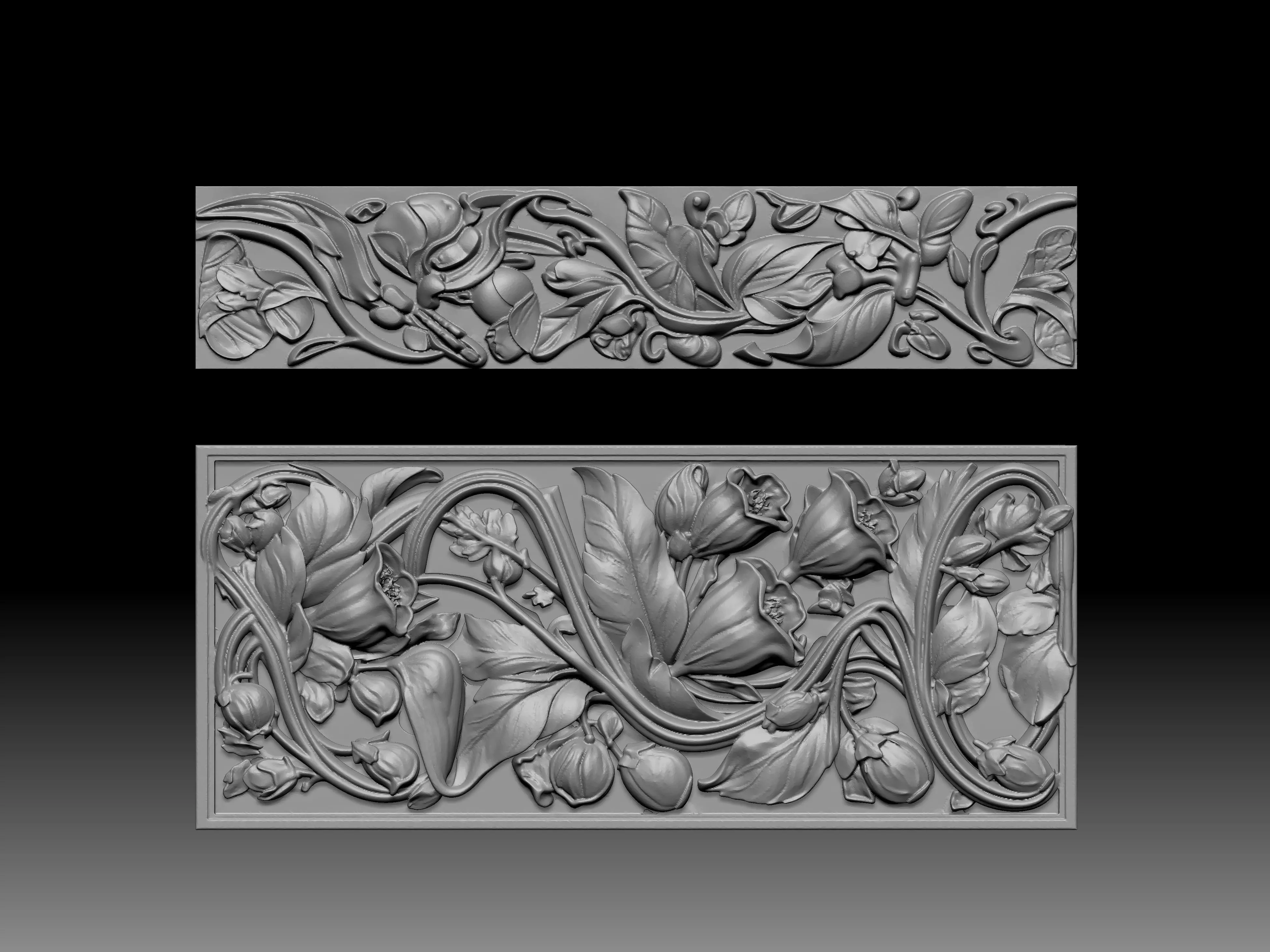 floral relief wall panel 3D print model