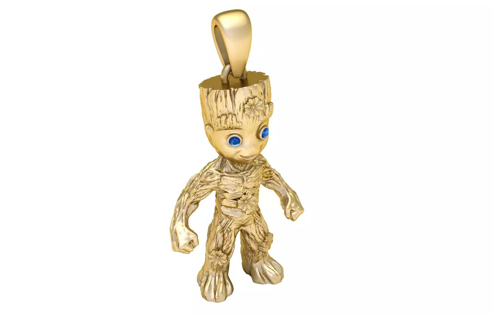 Title 3D Gold Pendant - Playful Tree Character with Orange 3D print model