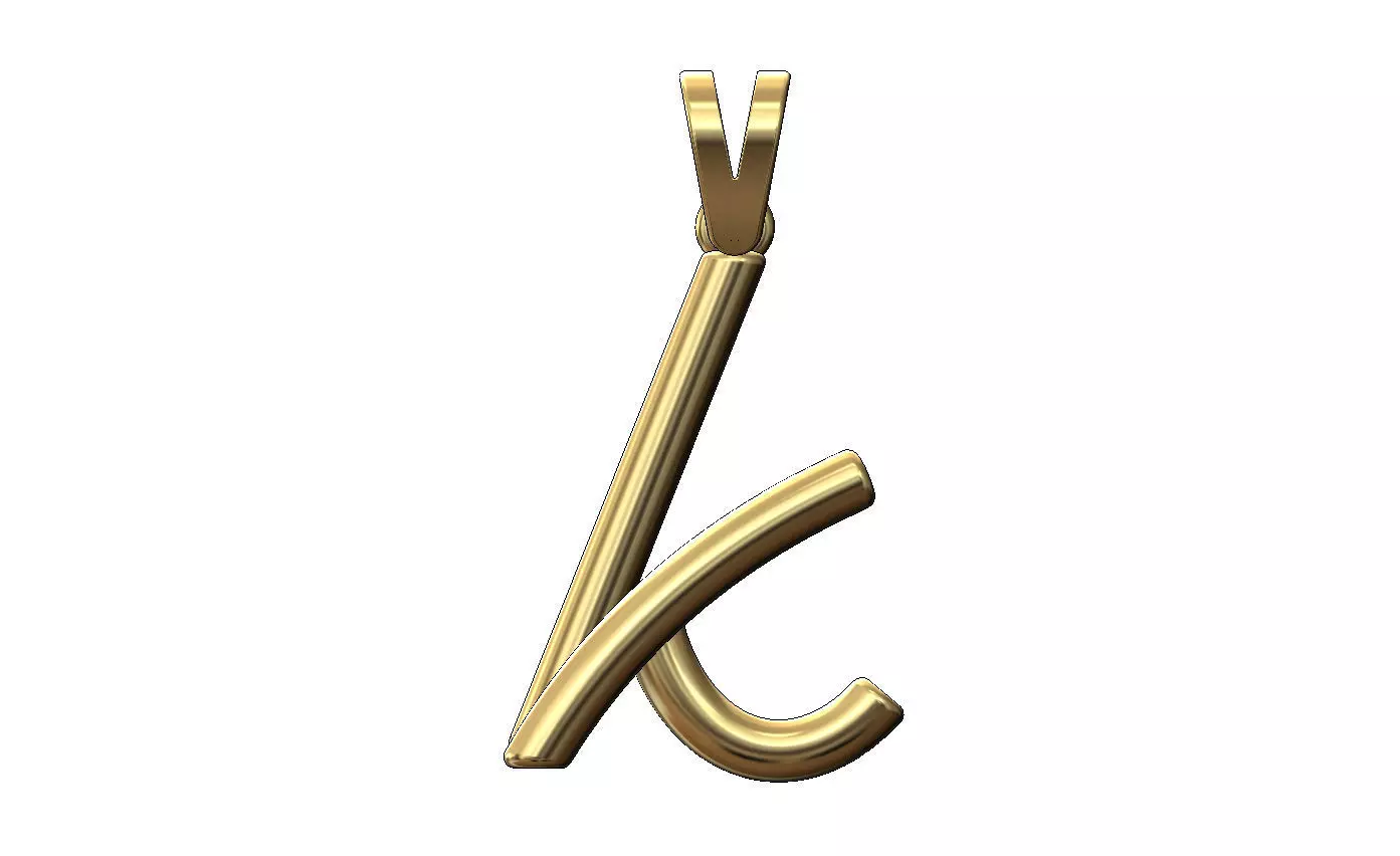 K letter initial 3d lowercase wire pendant charm bail 3D print model