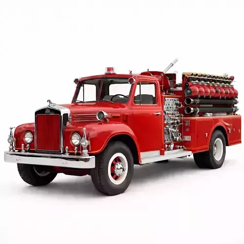 1950s Fire Truck 3D Model Vintage Emergency Response Vehicle