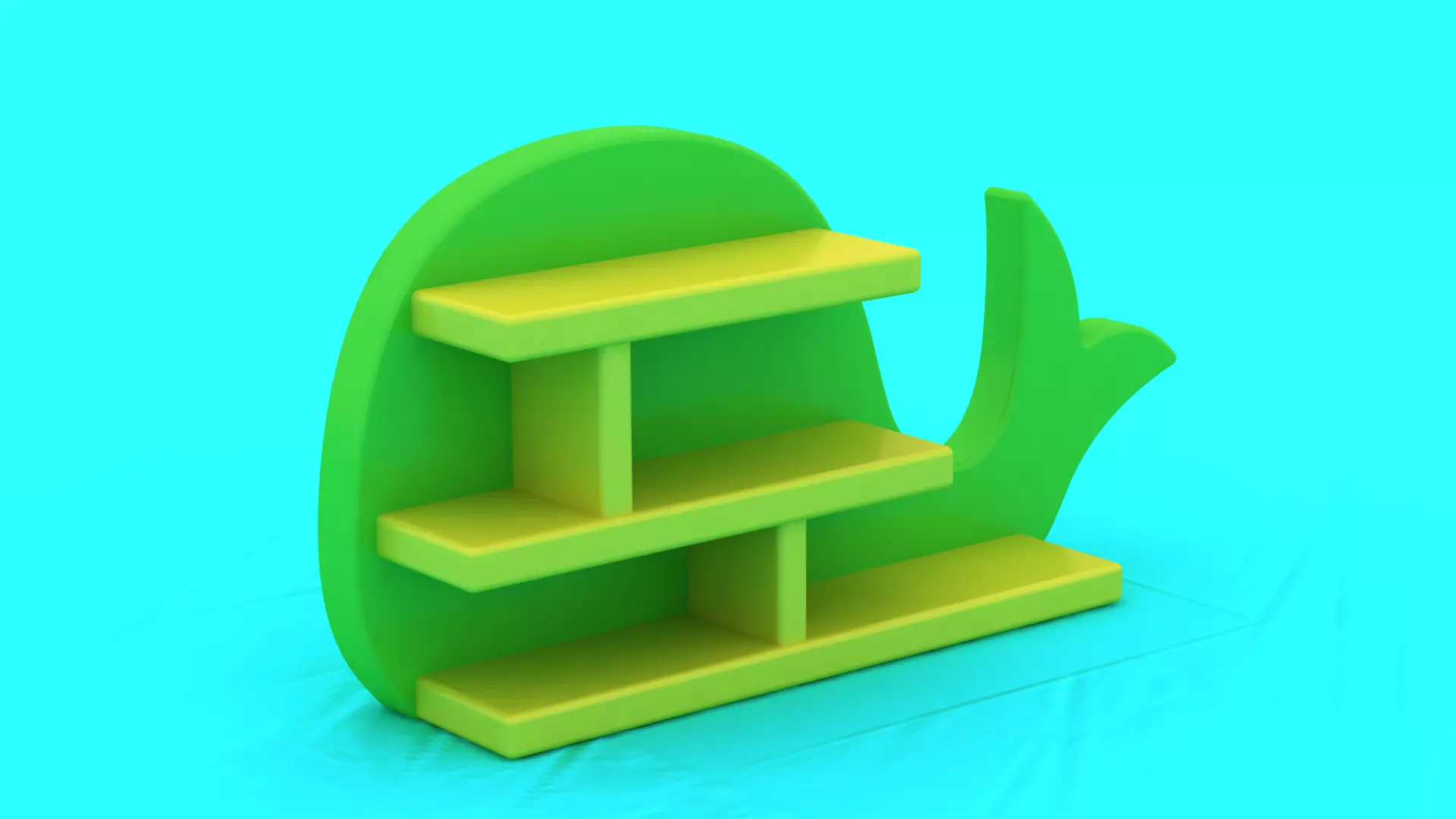 3D Snail-Shaped Bookshelf with Playful Green Design 3D print model