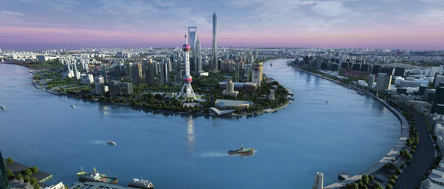 Shanghai city Pudong Oriental Pearl Shanghai Tower 3D model