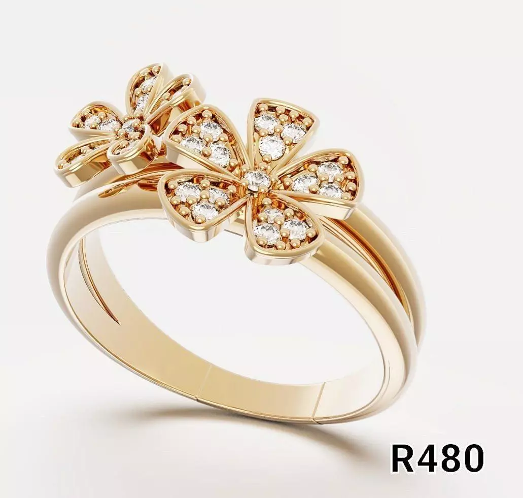 Floral Twin Ring 3D print model