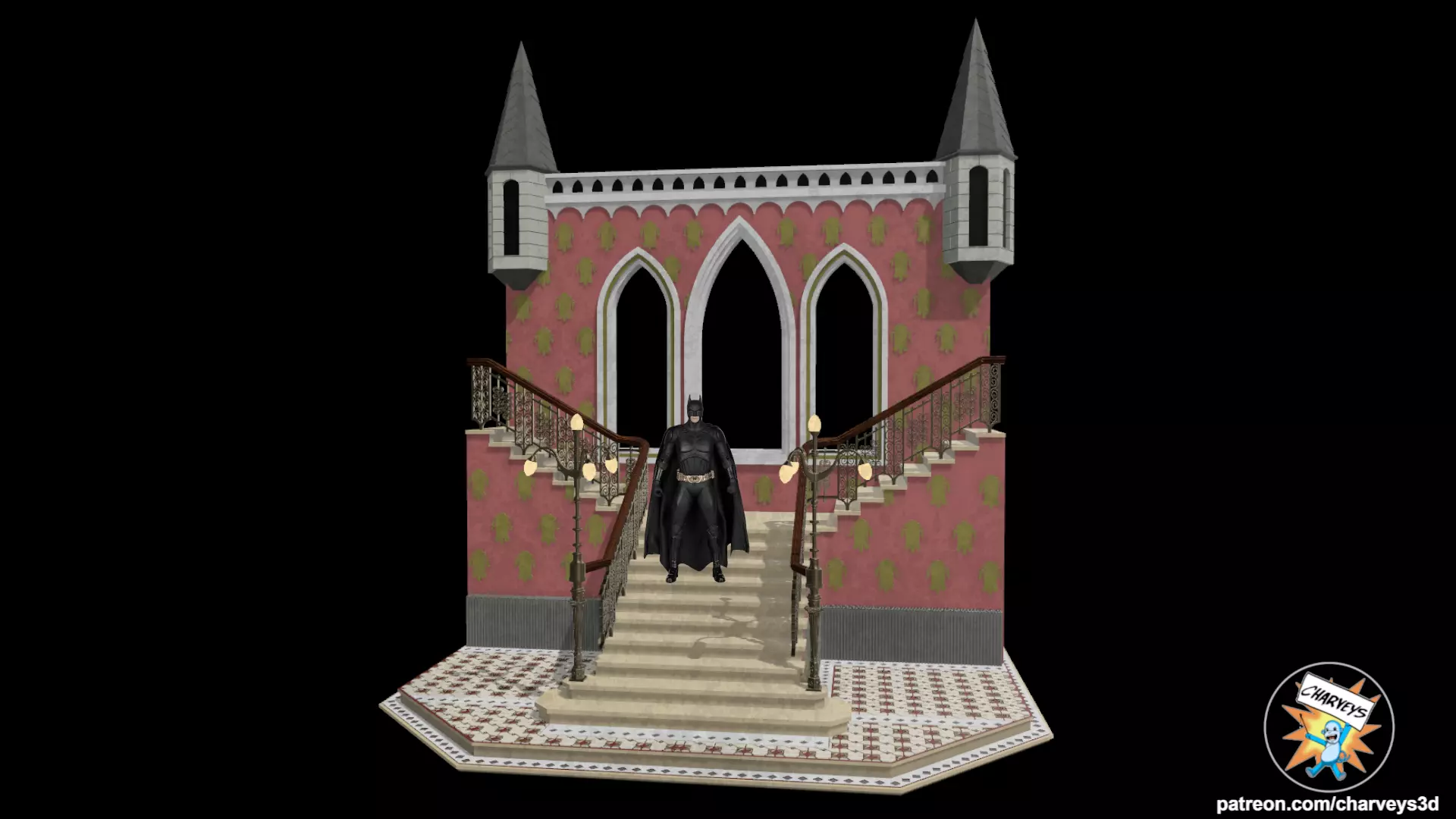 Arkham Asylum Grand Staircase Batman Begins for action figures 3D print model