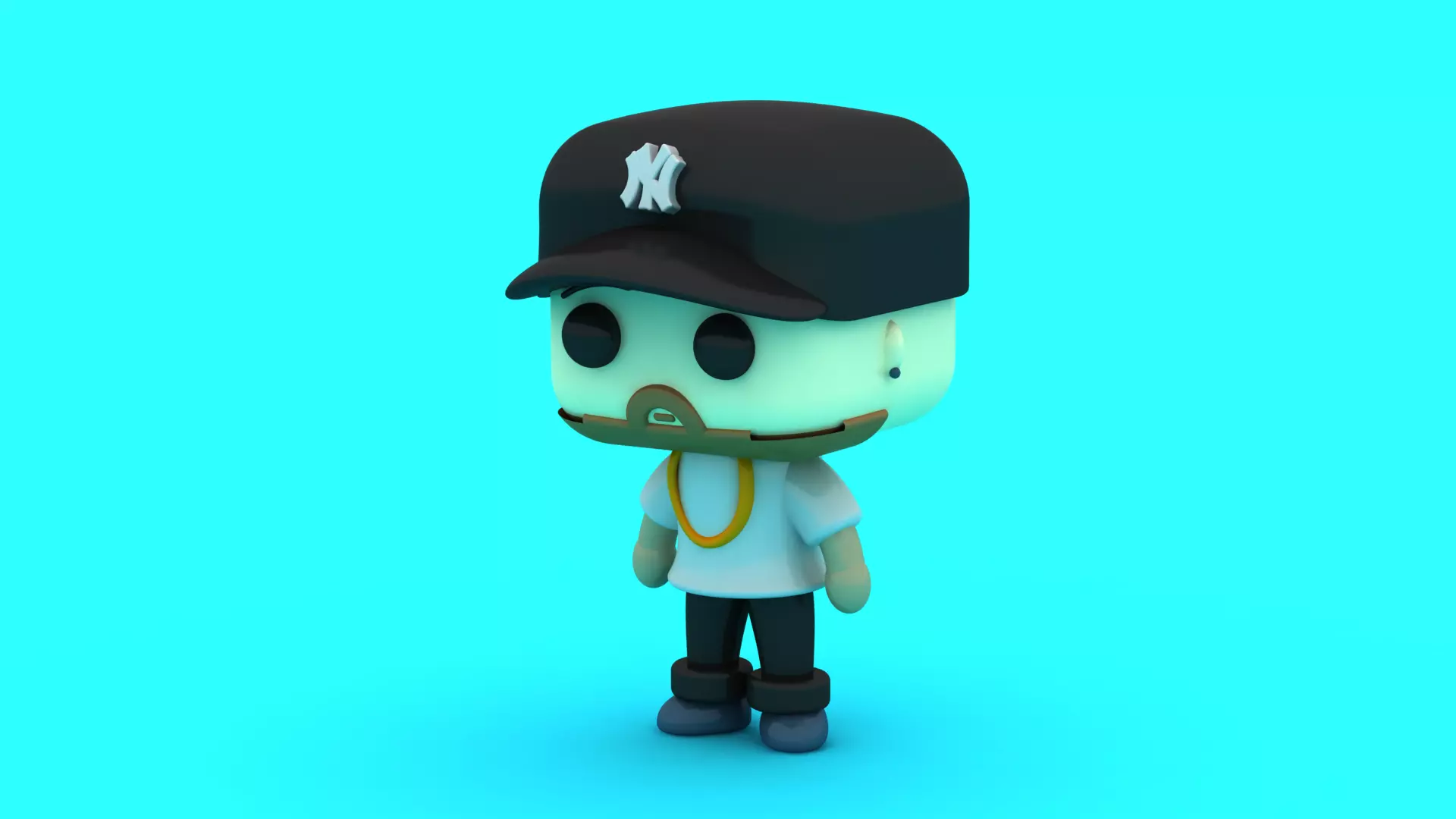 3D Stylized Character with New York Cap and Chain 3D print model