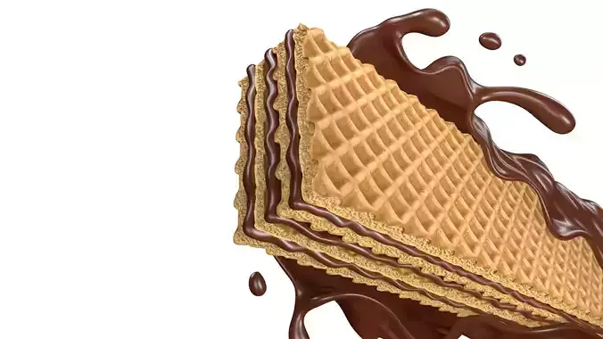 Wafer Chocolate Splash 001 3D model 3