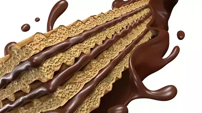 Wafer Chocolate Splash 001 3D model 4