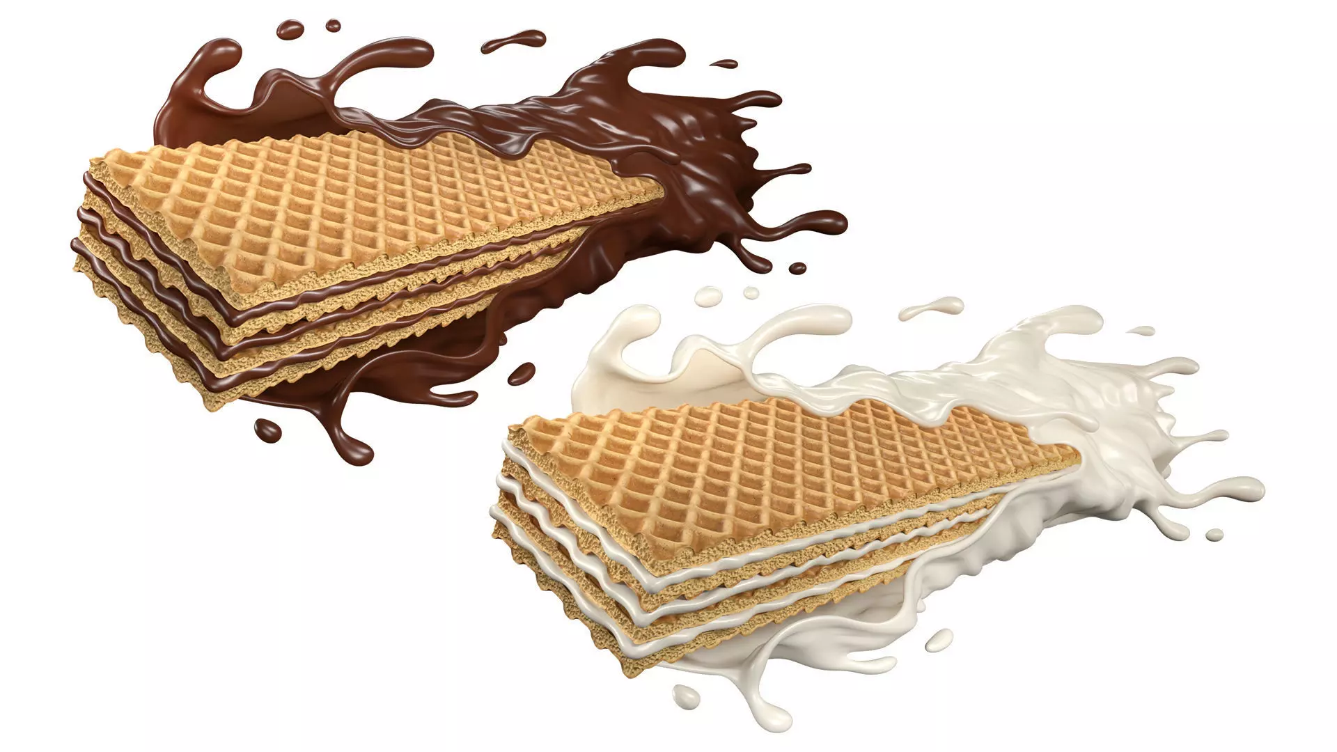 Wafer Chocolate Splash 001 3D model