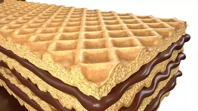 Wafer Chocolate Splash 001 3D model 2
