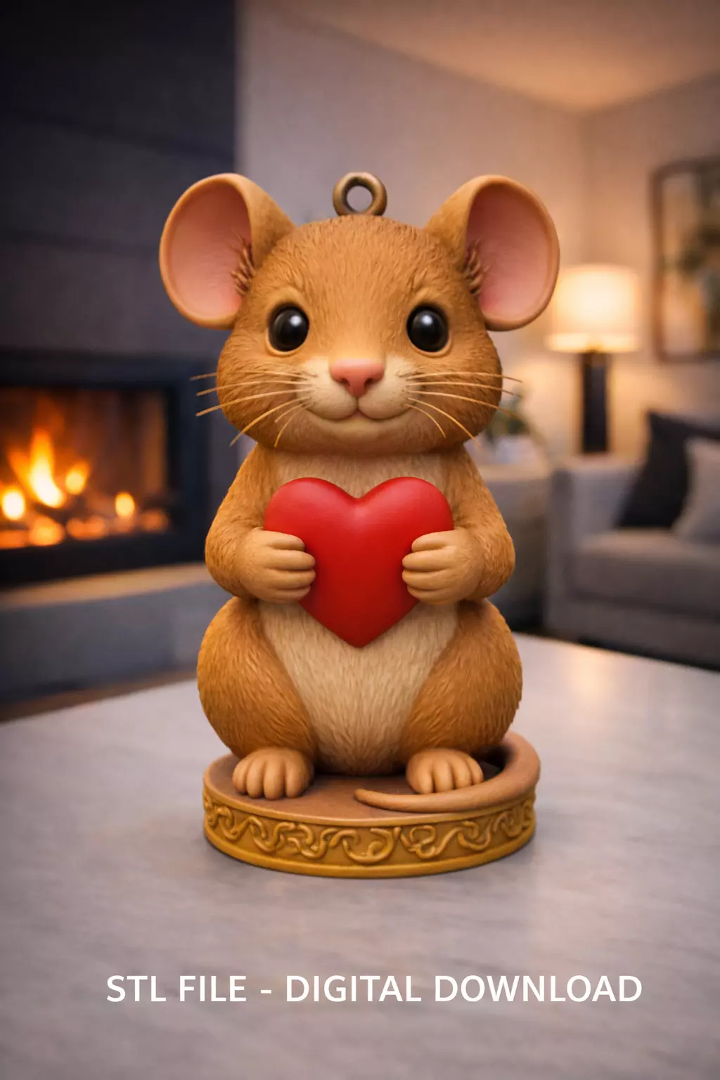 Cute Mouse with Heart - 3D Printable STL File 3D print model