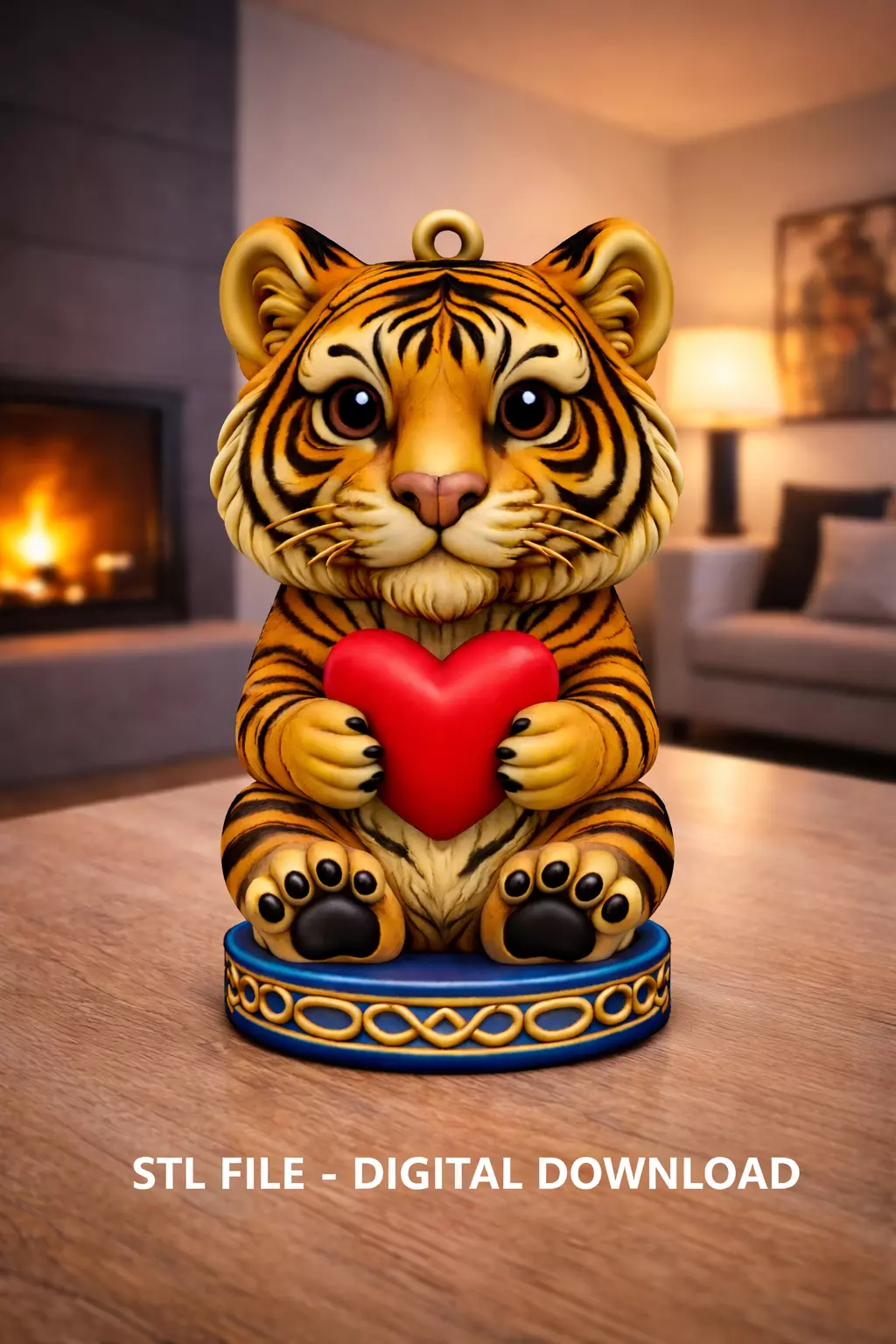 Cute Tiger with Heart - 3D Printable STL File 3D print model
