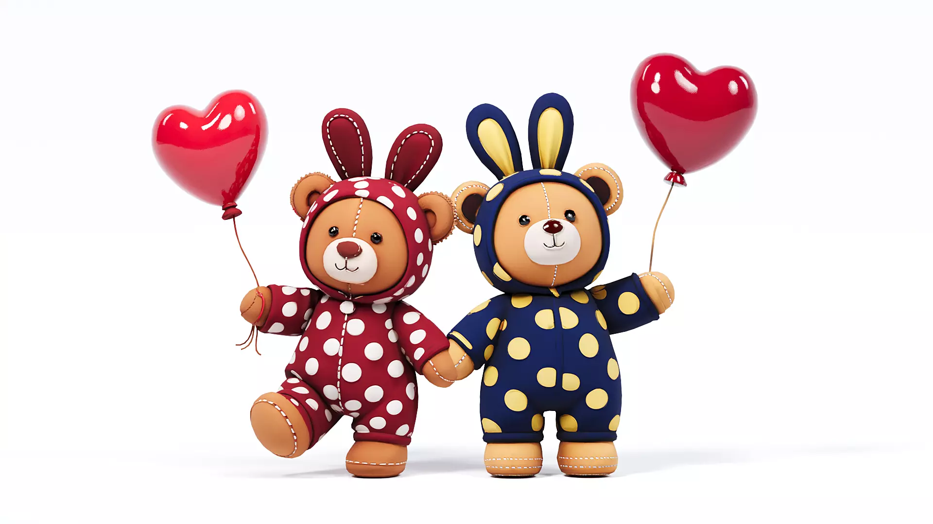 Pajama Bear Couple Doll 3D model