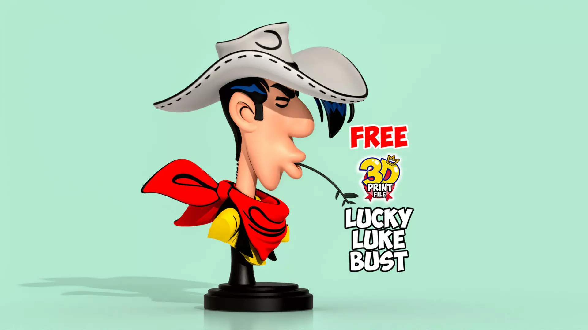 Lucky Luke Stylized 3D Printable FREE Bust Free 3D print model