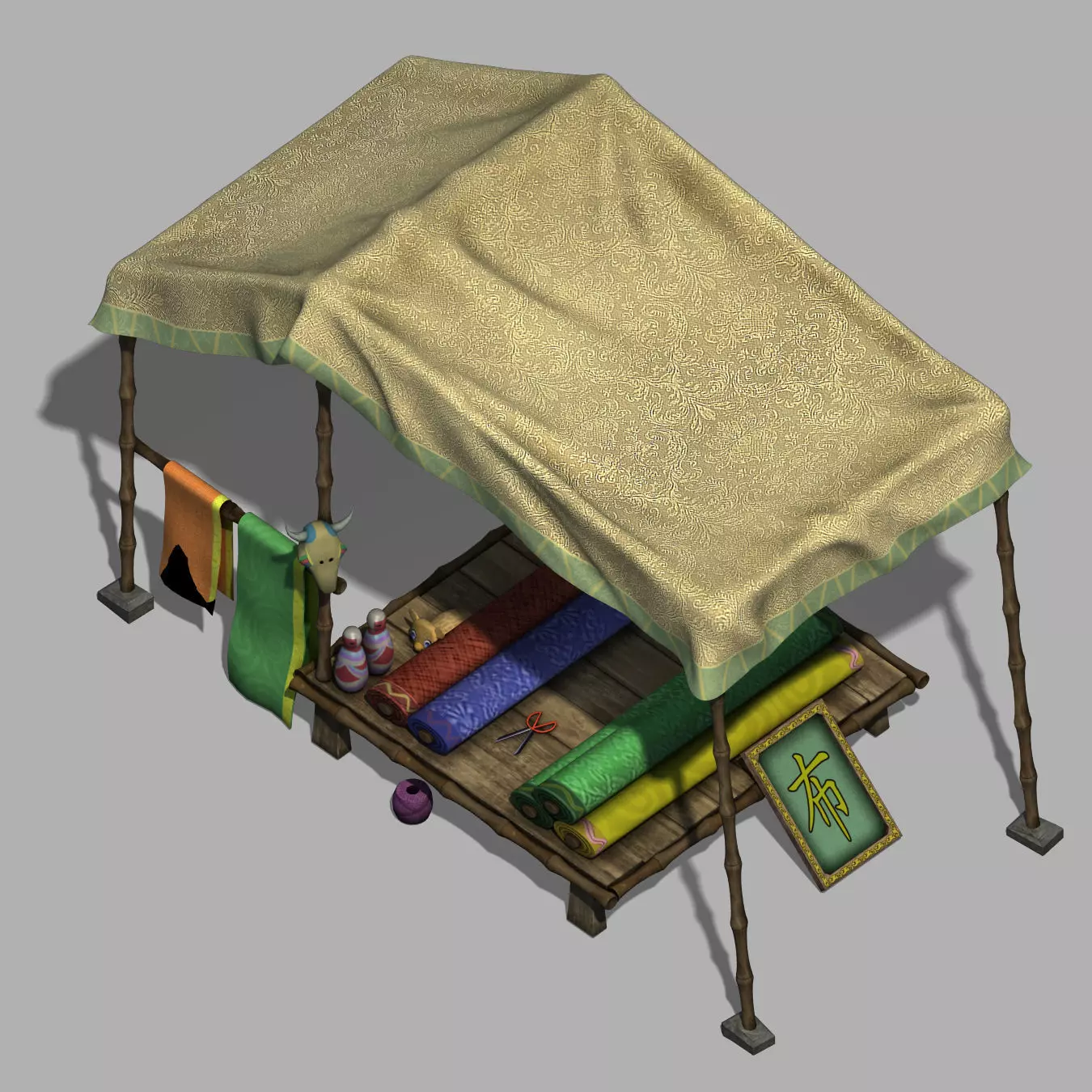 Beijing City Street - cloth stalls 3D model
