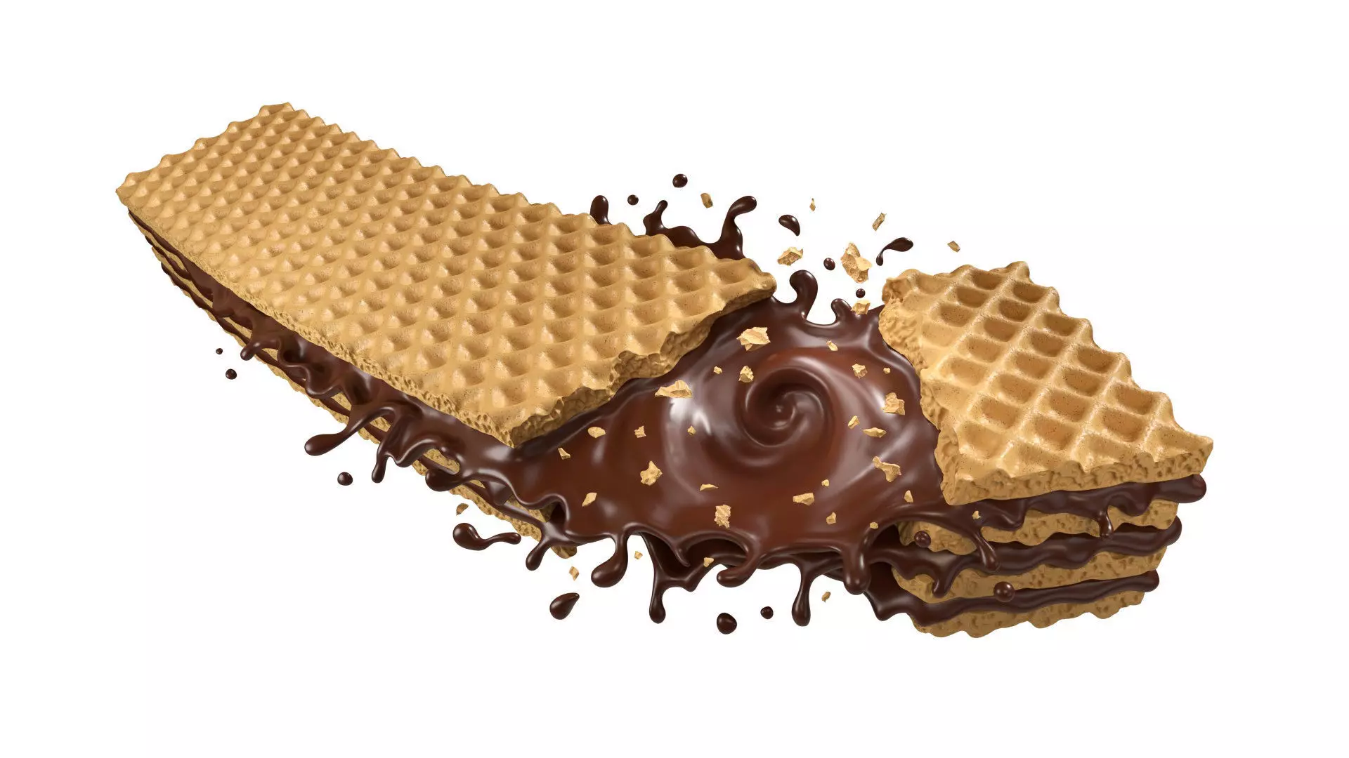 Wafer Chocolate Splash 003 3D model