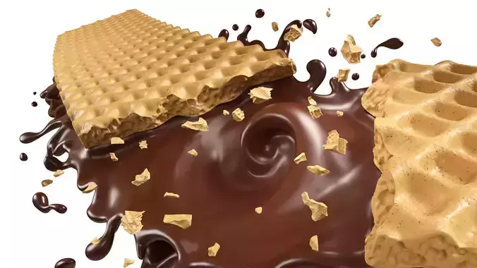 Wafer Chocolate Splash 003 3D model 5