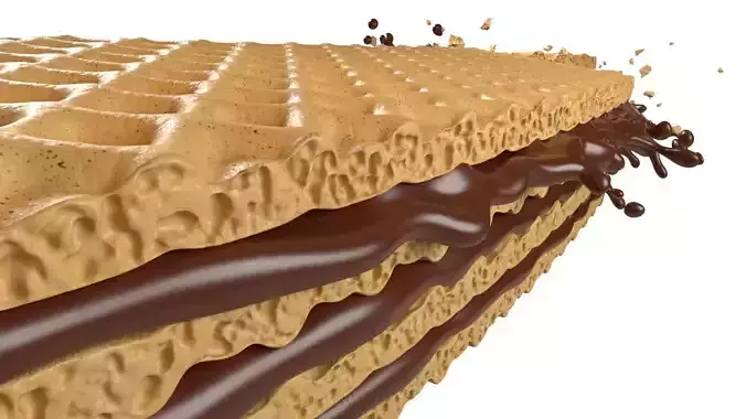 Wafer Chocolate Splash 003 3D model 4