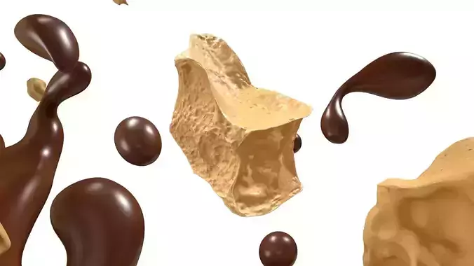 Wafer Chocolate Splash 003 3D model 3