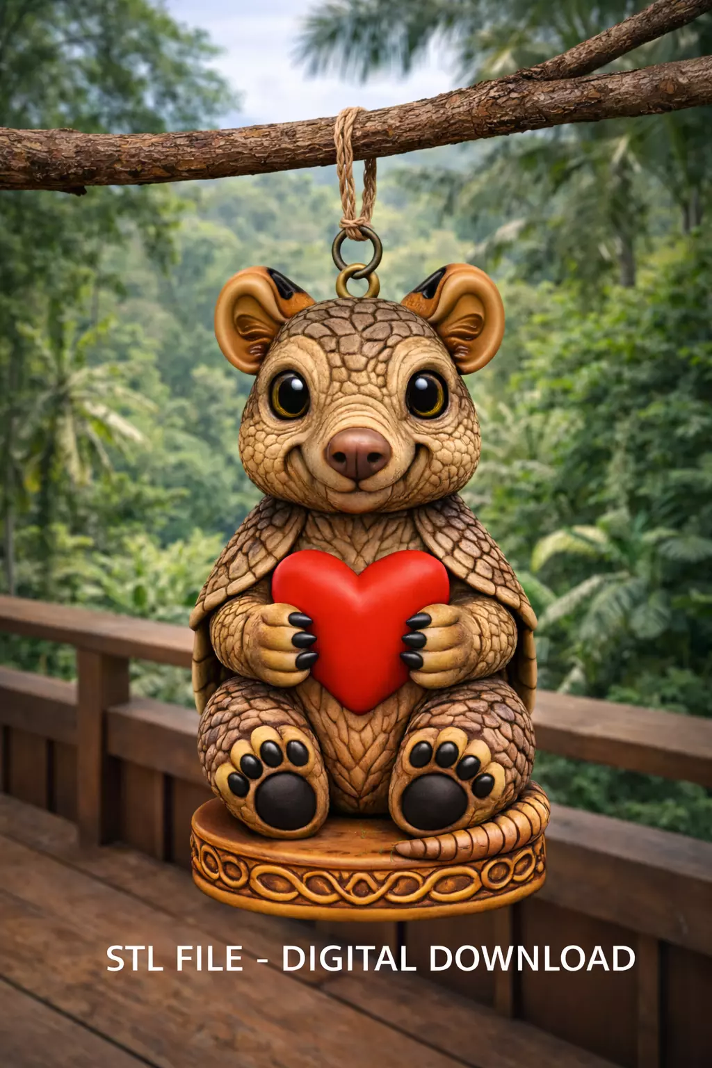 Cute Armadillo with Heart - 3D Printable STL File 3D print model