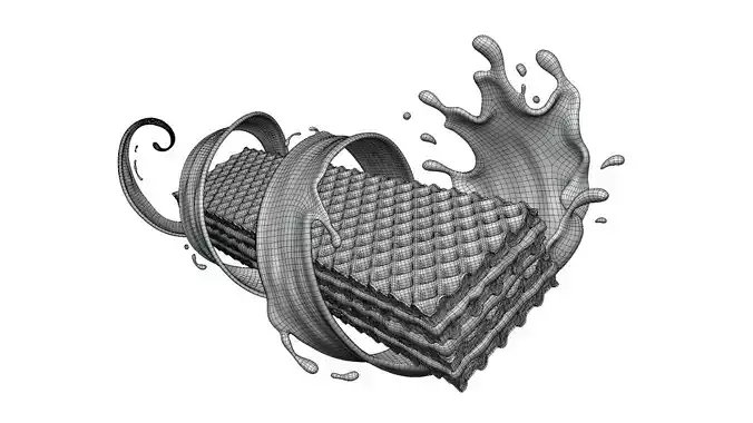 Wafer Chocolate Splash 004 3D model 6
