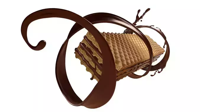 Wafer Chocolate Splash 004 3D model 3