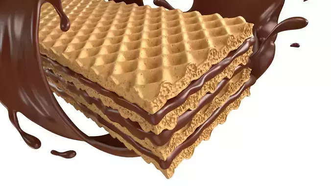Wafer Chocolate Splash 004 3D model 5