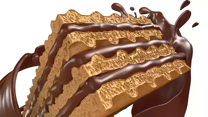 Wafer Chocolate Splash 004 3D model 2