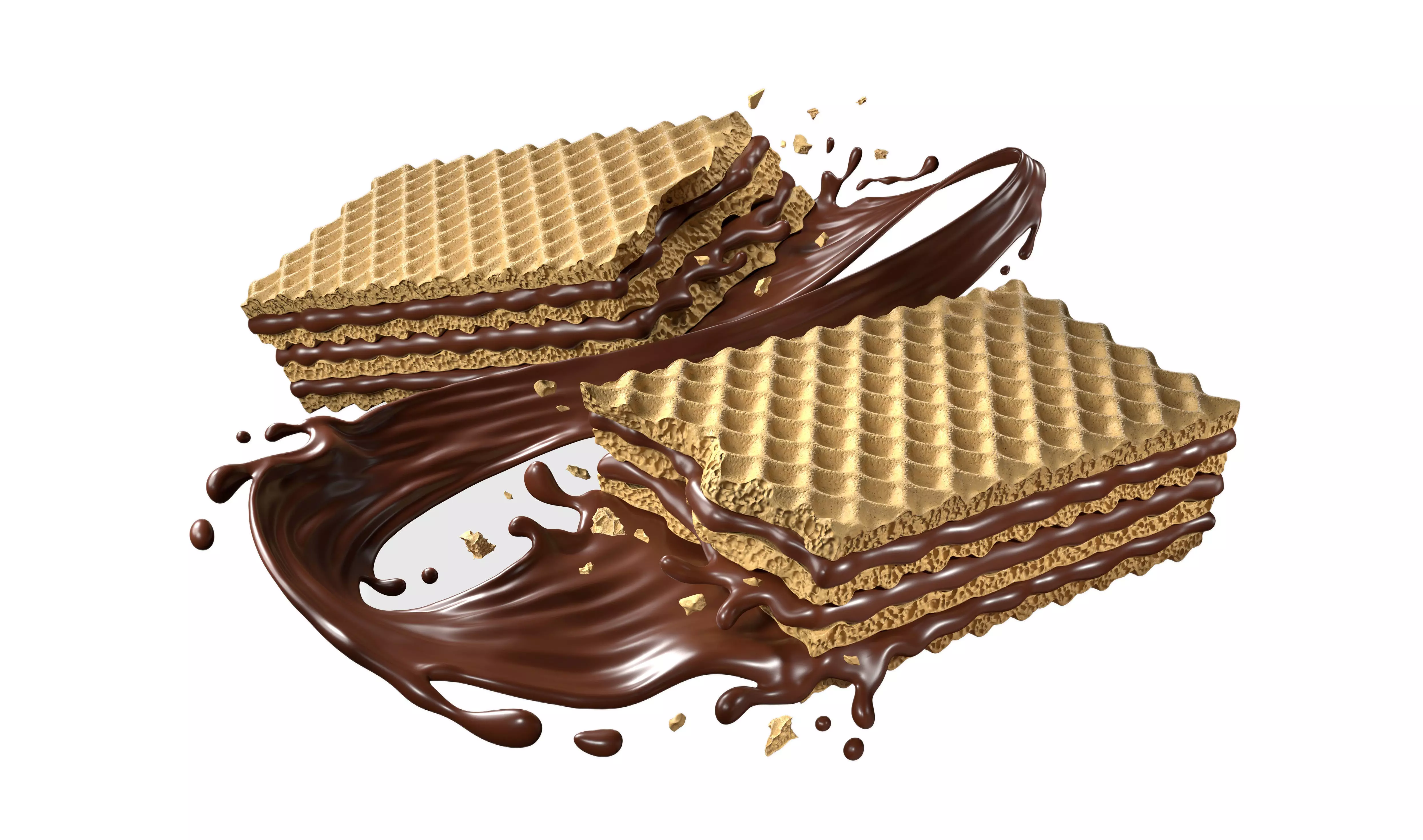 Wafer Chocolate Splash 006 3D model
