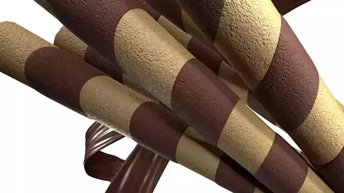 Chocolate Wafer Rolls Splash 001 3D model 4