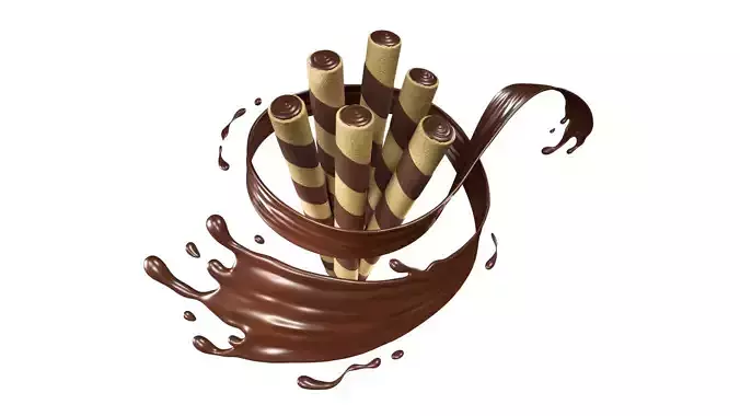Chocolate Wafer Rolls Splash 001
