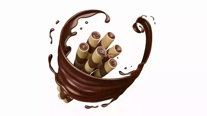 Chocolate Wafer Rolls Splash 003