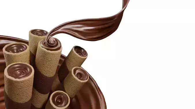 Chocolate Wafer Rolls Splash 004