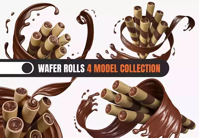 Chocolate Wafer Rolls 4 Model Collection 3D Model Pack