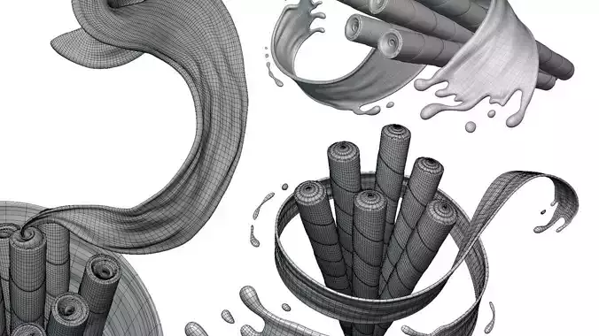 Chocolate Wafer Rolls 4 Model Collection 3D Model Pack 6