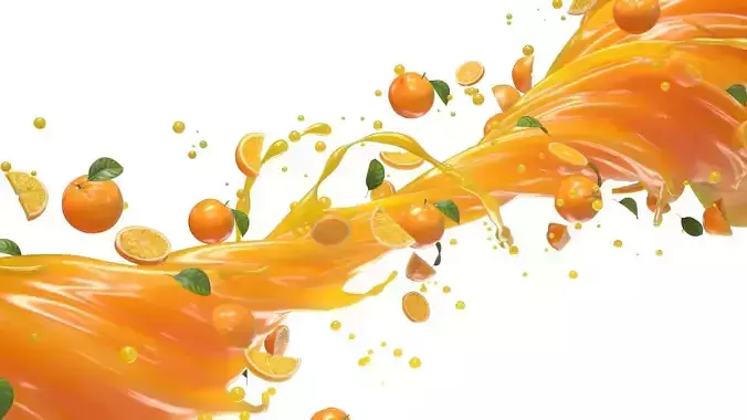 Orange Juice Splash 003 3D model 5