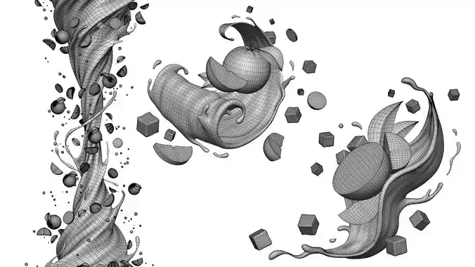Orange Juice Splash 3 Model Collection 3D Model Pack 5