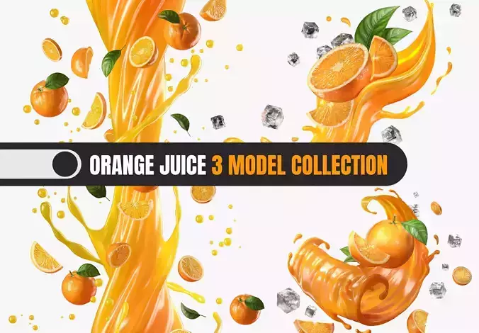 Orange Juice Splash 3 Model Collection 3D Model Pack
