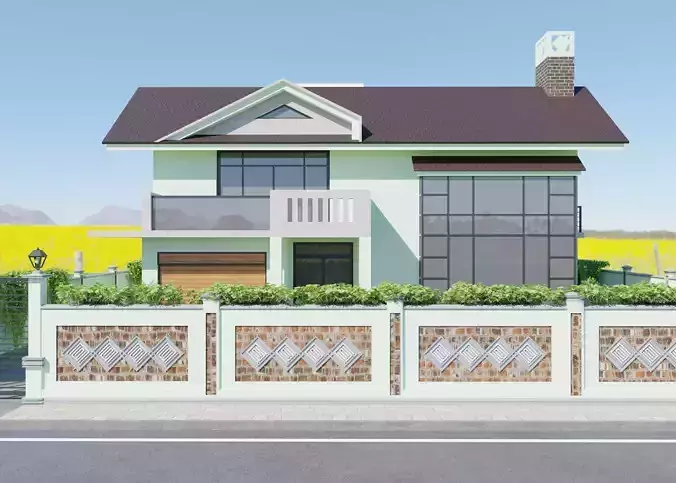 Modern Two Storey House Contemporary Villa Exterior 3D Model 3D model 3